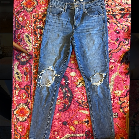 Levi's 721 High-Rise Ripped knee Skinny Jeans 30 - Picture 2 of 6